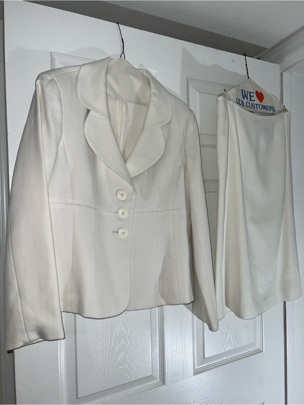 Suit Studio Ivory Two-Piece Skirt Suit
